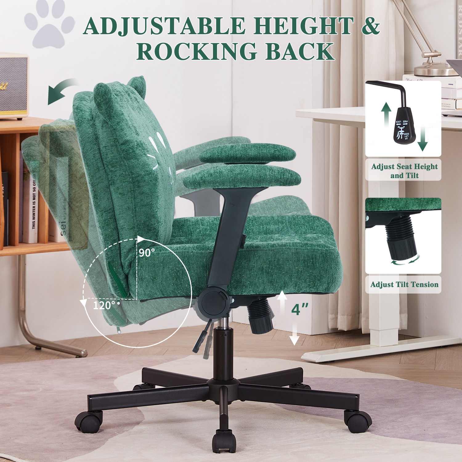 Cross-legged Office Chair With Wheels And Arms For Home Office_voghion.com